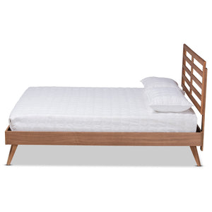 Baxton Studio Baxton Studio Mid-Century Modern Twin Platform Bed in Ash Walnut - Stylish and Space-Saving Design Shiro Shiro-Ash Walnut-Queen
