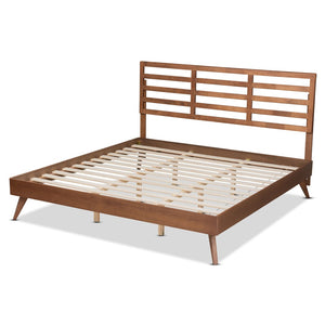 Baxton Studio Baxton Studio Mid-Century Modern Twin Platform Bed in Ash Walnut - Stylish and Space-Saving Design Shiro King Shiro-Ash Walnut-King