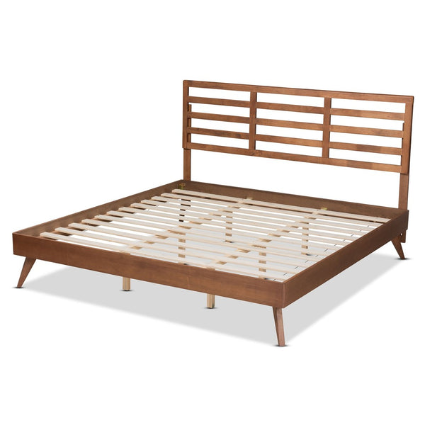 Baxton Studio Baxton Studio Mid-Century Modern Twin Platform Bed in Ash Walnut - Stylish and Space-Saving Design Shiro King Shiro-Ash Walnut-King