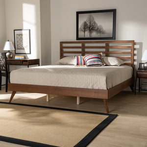 Baxton Studio Baxton Studio Mid-Century Modern Twin Platform Bed in Ash Walnut - Stylish and Space-Saving Design Shiro King Shiro-Ash Walnut-King