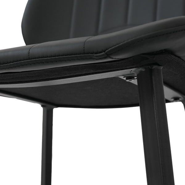 English Elm Modern Faux Leather Dining Chair Set Padded Seat Matte Black Legs Kitchen Seating W1535P460315