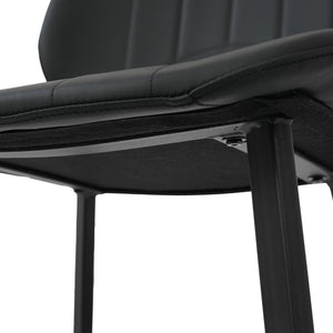 English Elm Modern Faux Leather Dining Chair Set Padded Seat Matte Black Legs Kitchen Seating W1535P460311