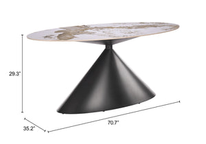 Armana Oval Faux Marble Dining Table Seats 8 with Steel Base for Modern Homes