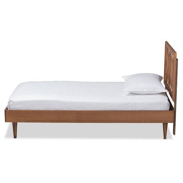 Baxton Studio Baxton Studio Mid-Century Modern Platform Bed with Spindle Headboard for Stylish Bedroom Décor Sora Twin Sora-Ash Walnut-Twin