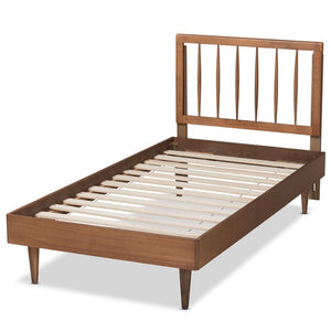 Baxton Studio Baxton Studio Mid-Century Modern Platform Bed with Spindle Headboard for Stylish Bedroom Décor Sora Twin Sora-Ash Walnut-Twin