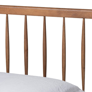 Baxton Studio Baxton Studio Mid-Century Modern Platform Bed with Spindle Headboard for Stylish Bedroom Décor Sora Twin Sora-Ash Walnut-Twin