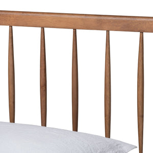 Baxton Studio Baxton Studio Mid-Century Modern Ash Walnut Twin Platform Bed with Spindle Headboard & Support Toru Twin Toru-Ash Walnut-Twin
