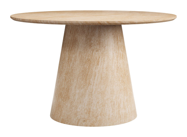 Zuo Modern Legno Round Faux Travertine Dining Table Glam Modern Centerpiece Seats Four 111080