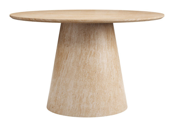 Legno Round Faux Travertine Dining Table Glam Modern Centerpiece Seats Four