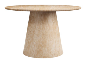 Legno Round Faux Travertine Dining Table Glam Modern Centerpiece Seats Four