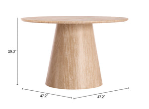 Legno Round Faux Travertine Dining Table Glam Modern Centerpiece Seats Four