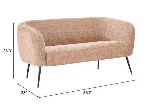 Racine Chenille Loveseat Compact Two Seat Sofa with Steel Legs for Modern Living