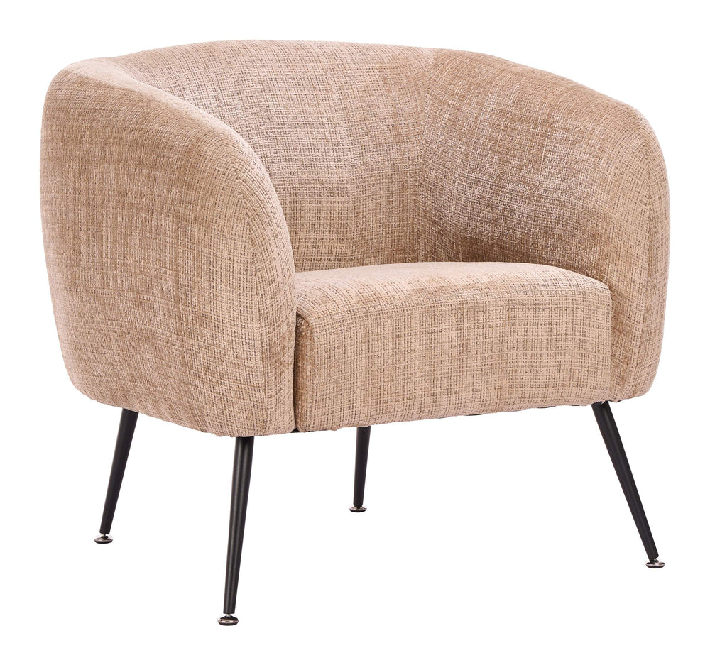 Zuo Modern Racine Chenille Upholstered Accent Chair with Steel Legs for Modern Living Rooms 111083
