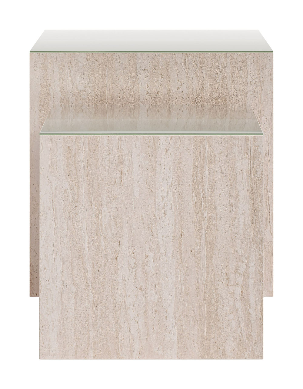 Zuo Modern Cambro Nesting Coffee Table Set Art Deco Faux Travertine Tempered Glass Living Room 111084