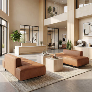 Cambro Nesting Coffee Table Set Art Deco Faux Travertine Tempered Glass Living Room