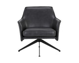 Crosby Swivel Lounge Chair - Alpine Black Leather 111085 Sunpan