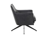 Crosby Swivel Lounge Chair - Alpine Black Leather 111085 Sunpan