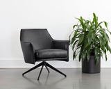 Crosby Swivel Lounge Chair - Alpine Black Leather 111085 Sunpan