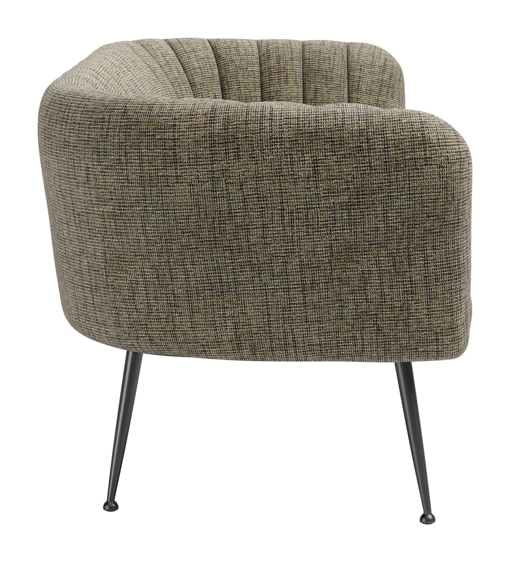 Zuo Modern Deco Vintage Glam Three Seat Chenille Sofa for Living Room and Hospitality Lounges 111087