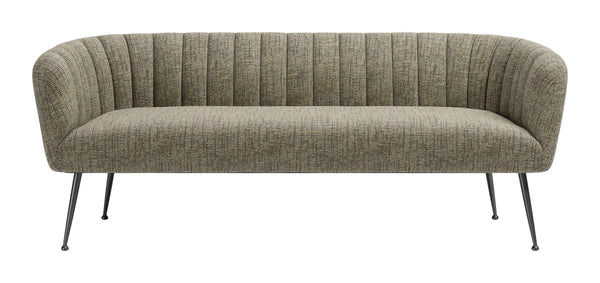 Deco Vintage Glam Three Seat Chenille Sofa for Living Room and Hospitality Lounges