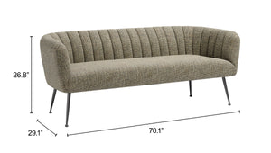 Deco Vintage Glam Three Seat Chenille Sofa for Living Room and Hospitality Lounges