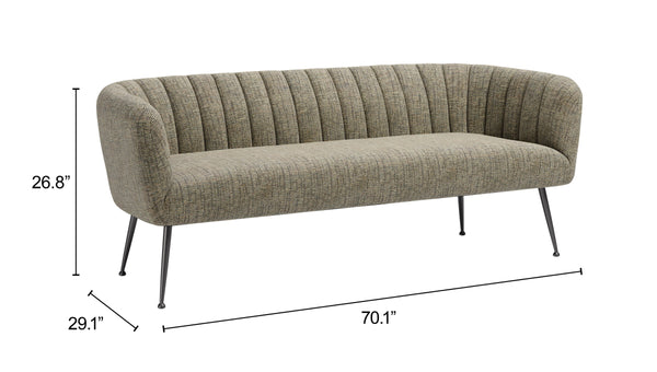 Deco Vintage Glam Three Seat Chenille Sofa for Living Room and Hospitality Lounges