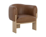 Trine Lounge Chair - Rustic Oak - Vintage Camel Leather 111087 Sunpan