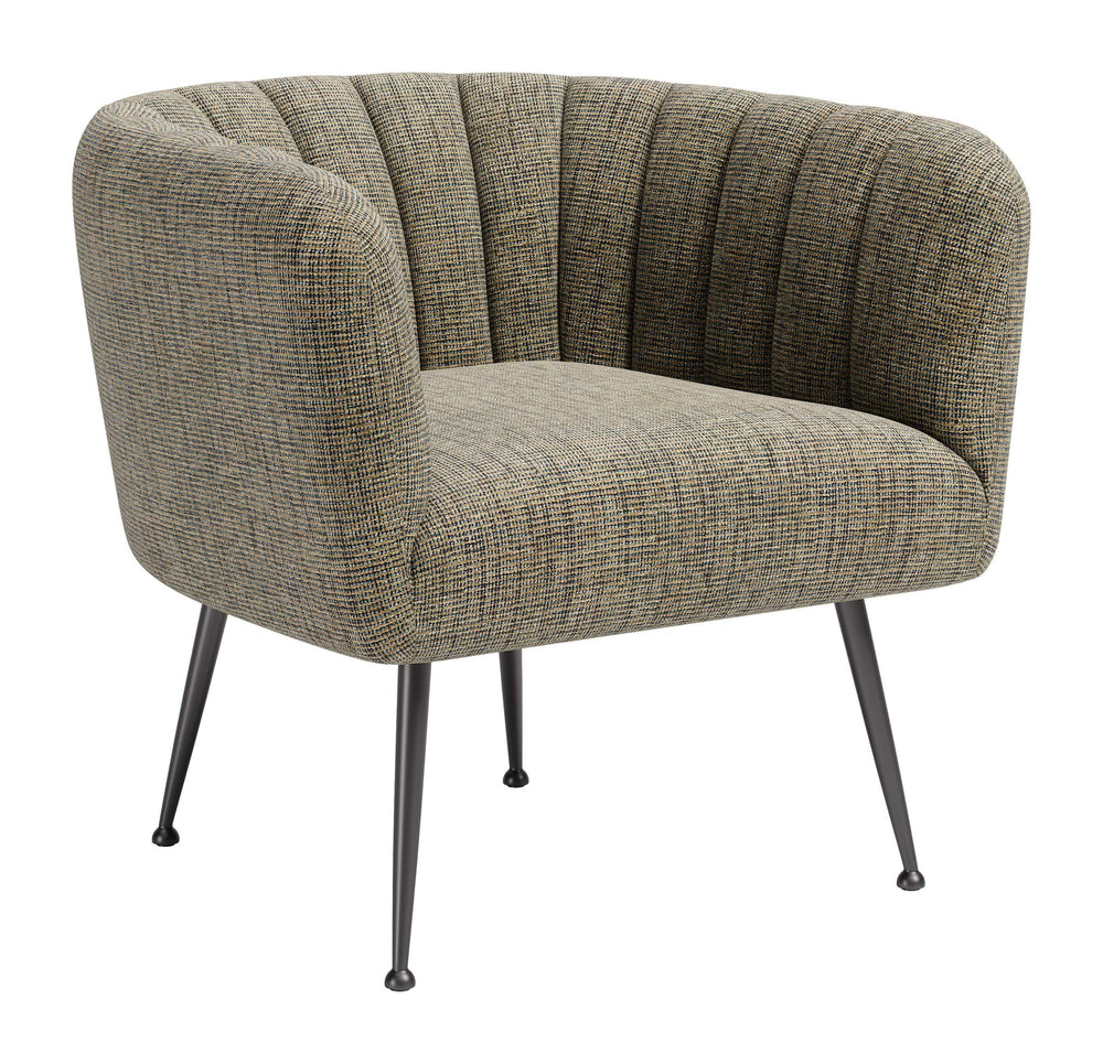 Zuo Modern Deco Accent Chair Chenille Tweed Upholstered Art Living Room Lounge Seat 111088