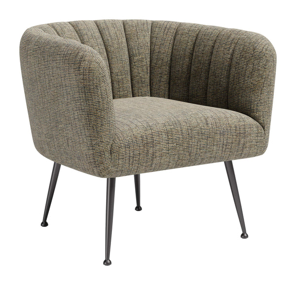Zuo Modern Deco Accent Chair Chenille Tweed Upholstered Art Living Room Lounge Seat 111088