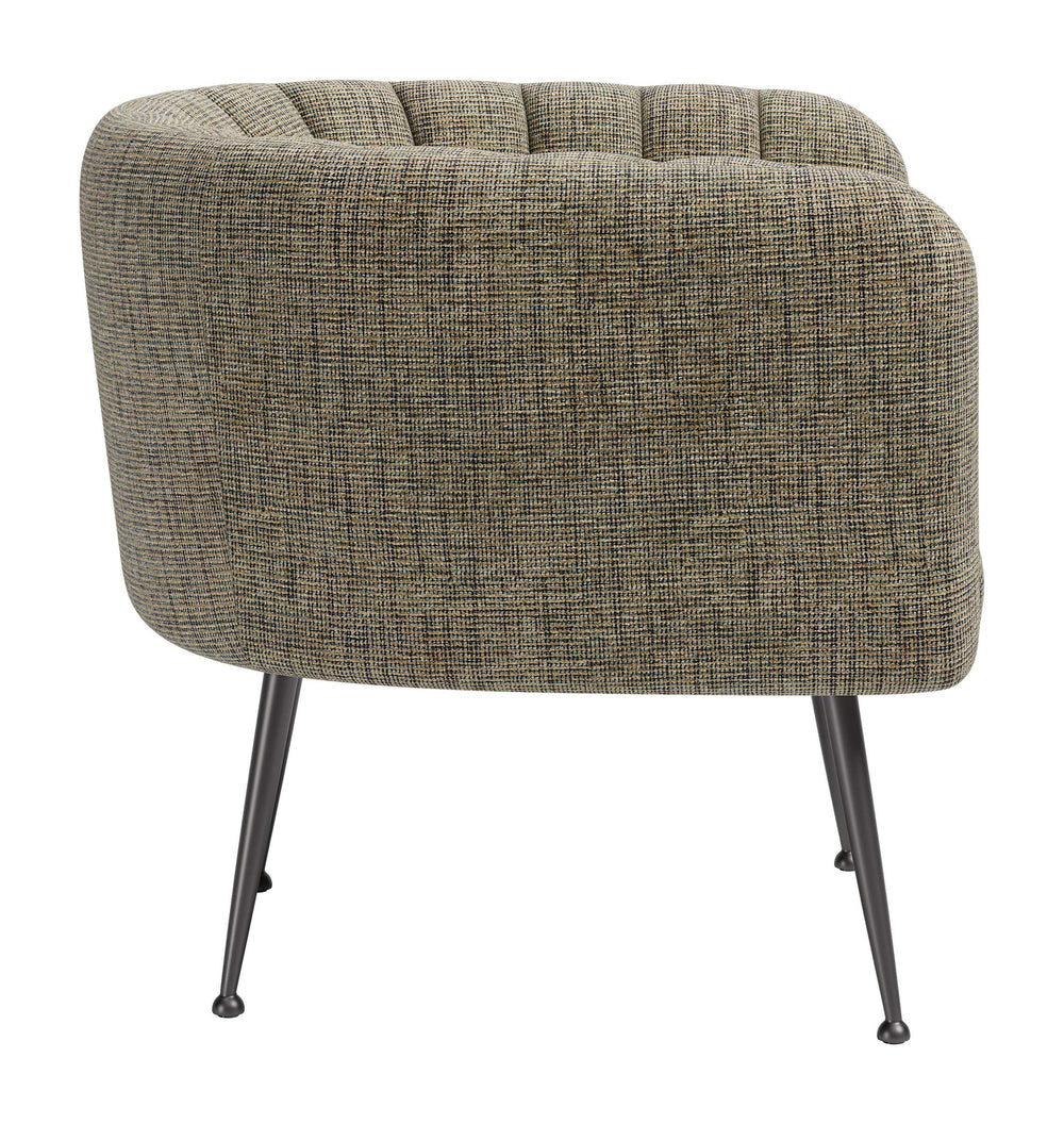 Zuo Modern Deco Accent Chair Chenille Tweed Upholstered Art Living Room Lounge Seat 111088