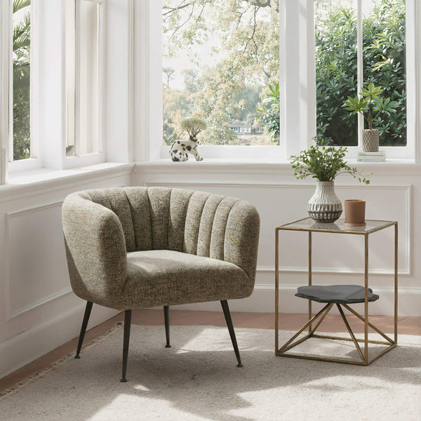 Deco Accent Chair Chenille Tweed Upholstered Art Living Room Lounge Seat