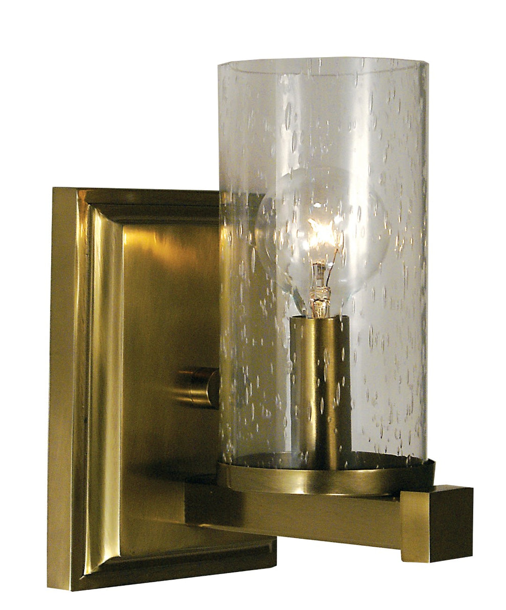 Framburg 1-light Handcrafted Sconce With Seeded Cylinders And Crystal Accents For Rustic Elegance Brushed Bronze Metal 1111 Bb