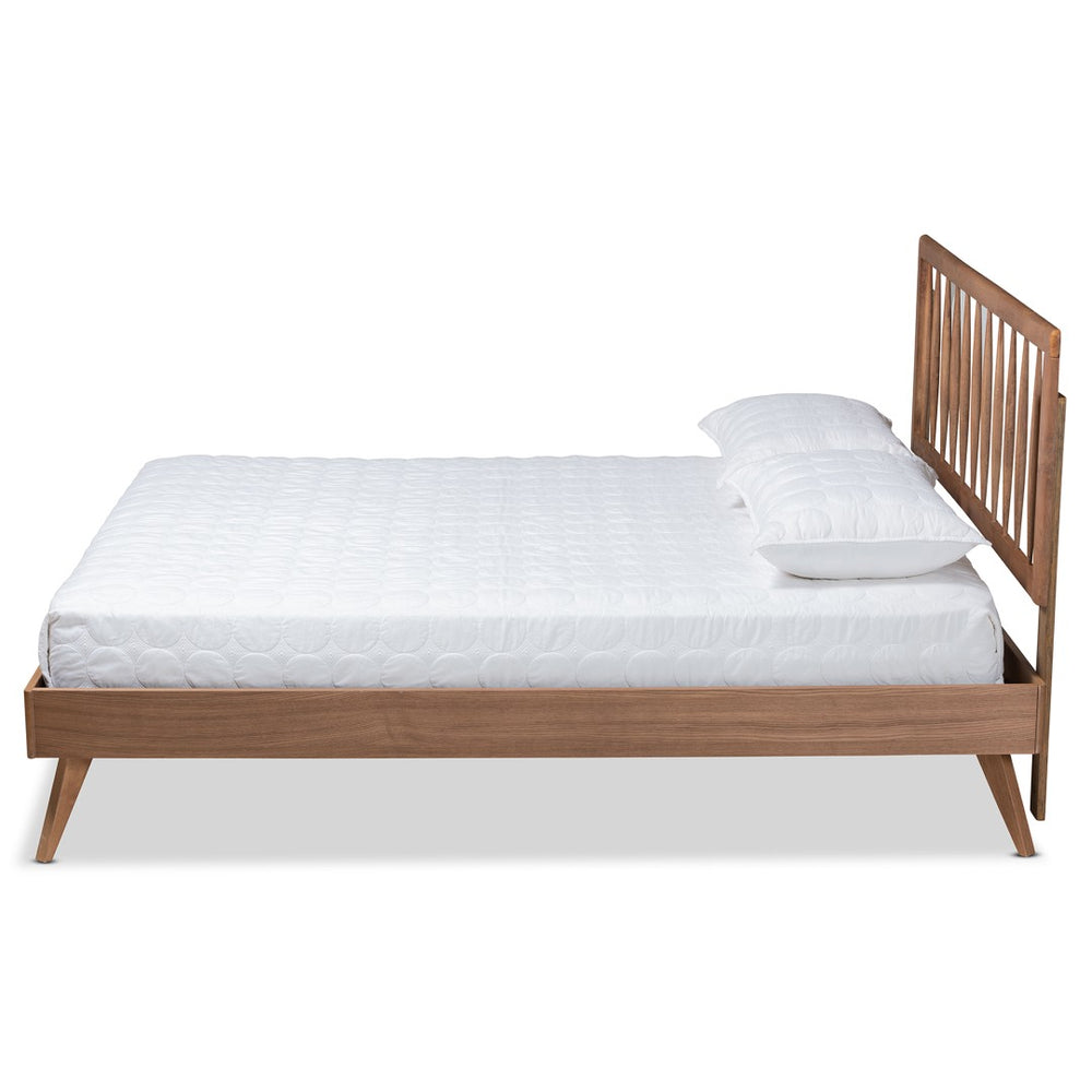 Baxton Studio Baxton Studio Mid-Century Modern Ash Walnut Twin Platform Bed with Spindle Headboard & Support Toru Queen Toru-Ash Walnut-Queen