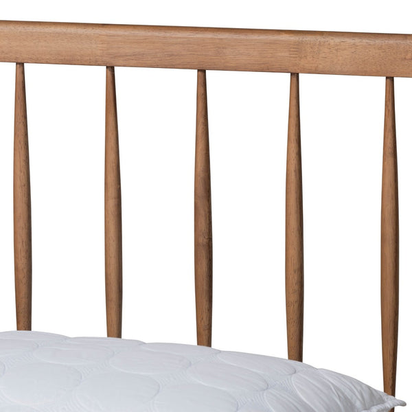 Baxton Studio Baxton Studio Mid-Century Modern Ash Walnut Twin Platform Bed with Spindle Headboard & Support Toru Queen Toru-Ash Walnut-Queen