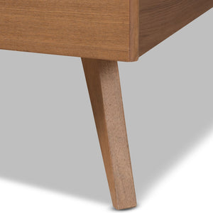 Baxton Studio Baxton Studio Mid-Century Modern Ash Walnut Twin Platform Bed with Spindle Headboard & Support Toru Queen Toru-Ash Walnut-Queen
