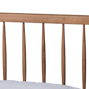 Baxton Studio Baxton Studio Mid-Century Modern Platform Bed with Spindle Headboard for Stylish Bedroom Décor Sora King Sora-Ash Walnut-King