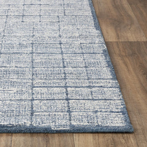Alora Decor Wondrous Hand-Tufted Wool Rectangle Rug In Vivid Blue And White Lined Pattern For Modern Spaces 5' x 7'6" 11111111100090576