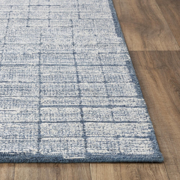 Alora Decor Wondrous Hand-Tufted Wool Rectangle Rug In Vivid Blue And White Lined Pattern For Modern Spaces 5' x 7'6" 11111111100090576