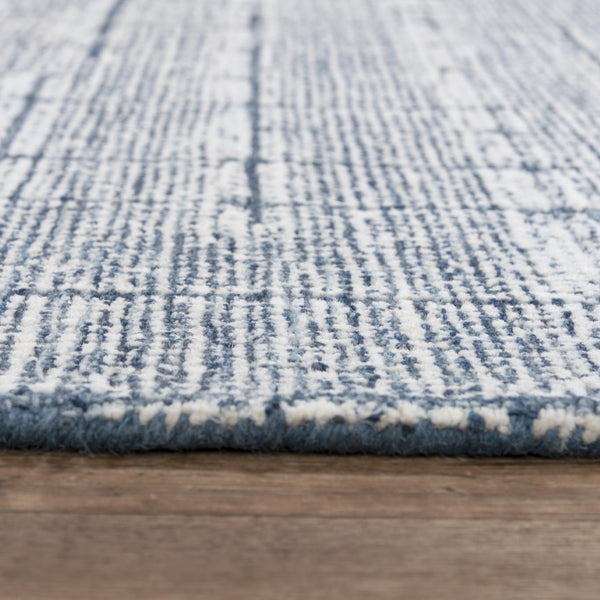 Alora Decor Wondrous Hand-Tufted Wool Rectangle Rug In Vivid Blue And White Lined Pattern For Modern Spaces 5' x 7'6" 11111111100090576