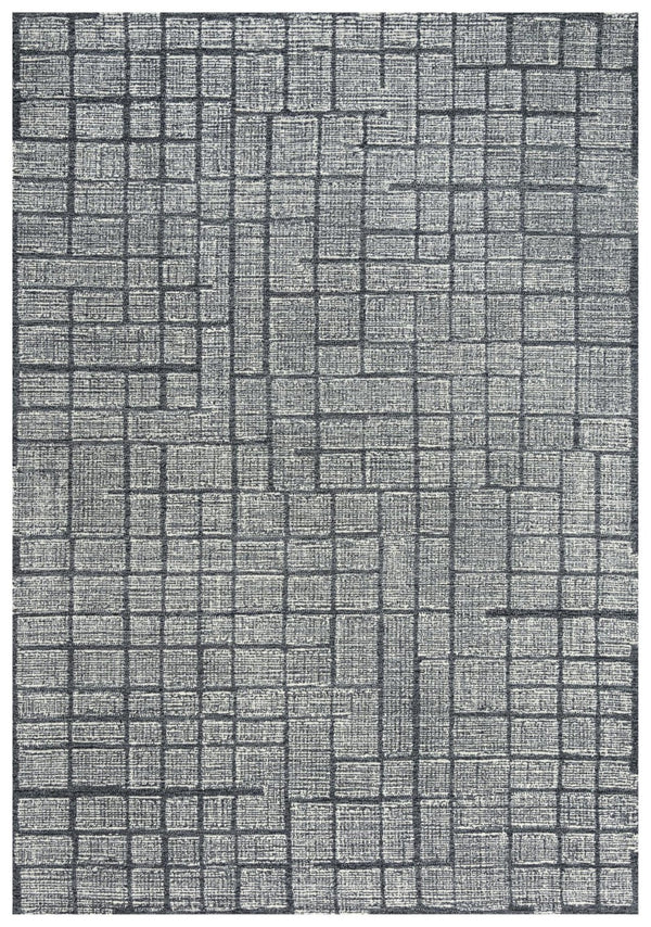 Alora Decor Wondrous Hand-Tufted 100% Wool Rug With Charcoal Grid And Plush Dense Pile For Modern Spaces 8'6" x 11'6" 11111111300168611