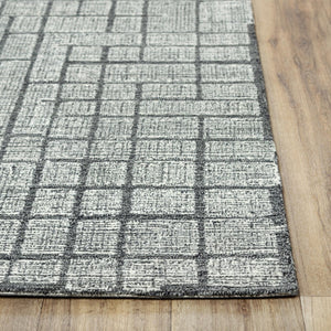 Alora Decor Wondrous Hand-Tufted 100% Wool Rug With Charcoal Grid And Plush Dense Pile For Modern Spaces 8'6" x 11'6" 11111111300168611