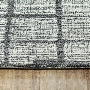 Alora Decor Wondrous Hand-Tufted 100% Wool Rug With Charcoal Grid And Plush Dense Pile For Modern Spaces 8'6" x 11'6" 11111111300168611