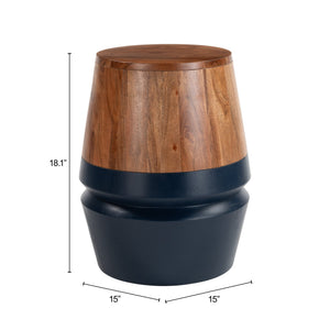 Tornos Solid Acacia Wood Side Table with Sculptural Round Form for Modern Living Room Accent