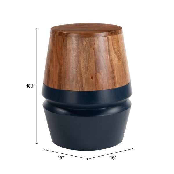 Tornos Solid Acacia Wood Side Table with Sculptural Round Form for Modern Living Room Accent