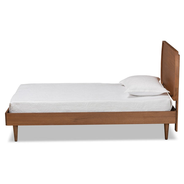 Baxton Studio Baxton Studio Yori Twin Size Platform Bed - Mid-Century Walnut Wood with Adjustable Headboard Design Yori-Ash Walnut-Twin
