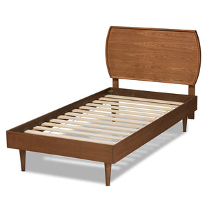 Baxton Studio Baxton Studio Yori Twin Size Platform Bed - Mid-Century Walnut Wood with Adjustable Headboard Design Yori-Ash Walnut-Twin