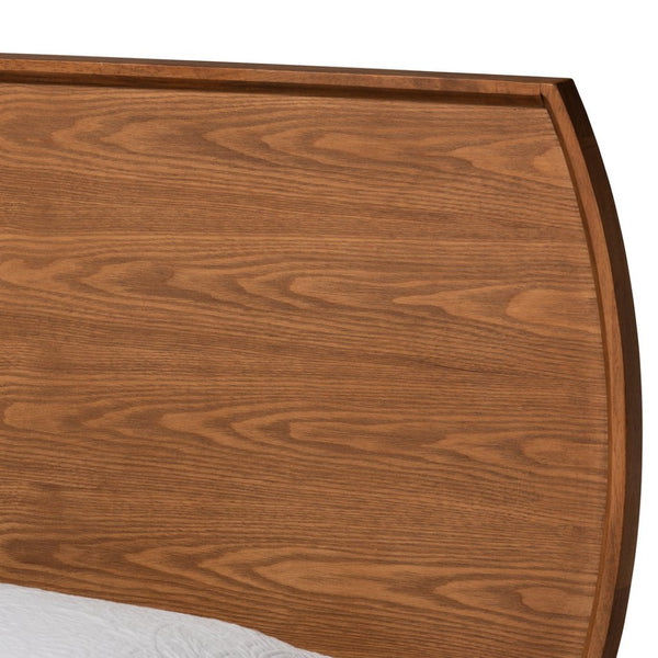 Baxton Studio Baxton Studio Yori Twin Size Platform Bed - Mid-Century Walnut Wood with Adjustable Headboard Design Yori-Ash Walnut-Twin