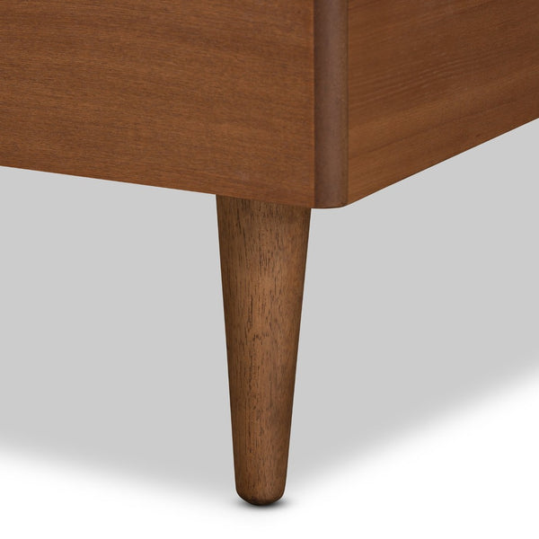 Baxton Studio Baxton Studio Yori Twin Size Platform Bed - Mid-Century Walnut Wood with Adjustable Headboard Design Yori-Ash Walnut-Twin