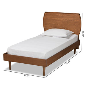 Baxton Studio Baxton Studio Yori Twin Size Platform Bed - Mid-Century Walnut Wood with Adjustable Headboard Design Yori-Ash Walnut-Twin