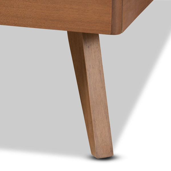 Baxton Studio Baxton Studio Aimi Twin Size Platform Bed - Mid-Century Modern Walnut Finish with Adjustable Headboard Aimi-Ash Walnut-Twin
